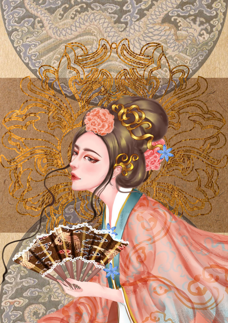 中国风国潮手绘古风人物美女背景设计,插画/手绘图,插画/手绘图库,插画/手绘图下载,插画/手绘
